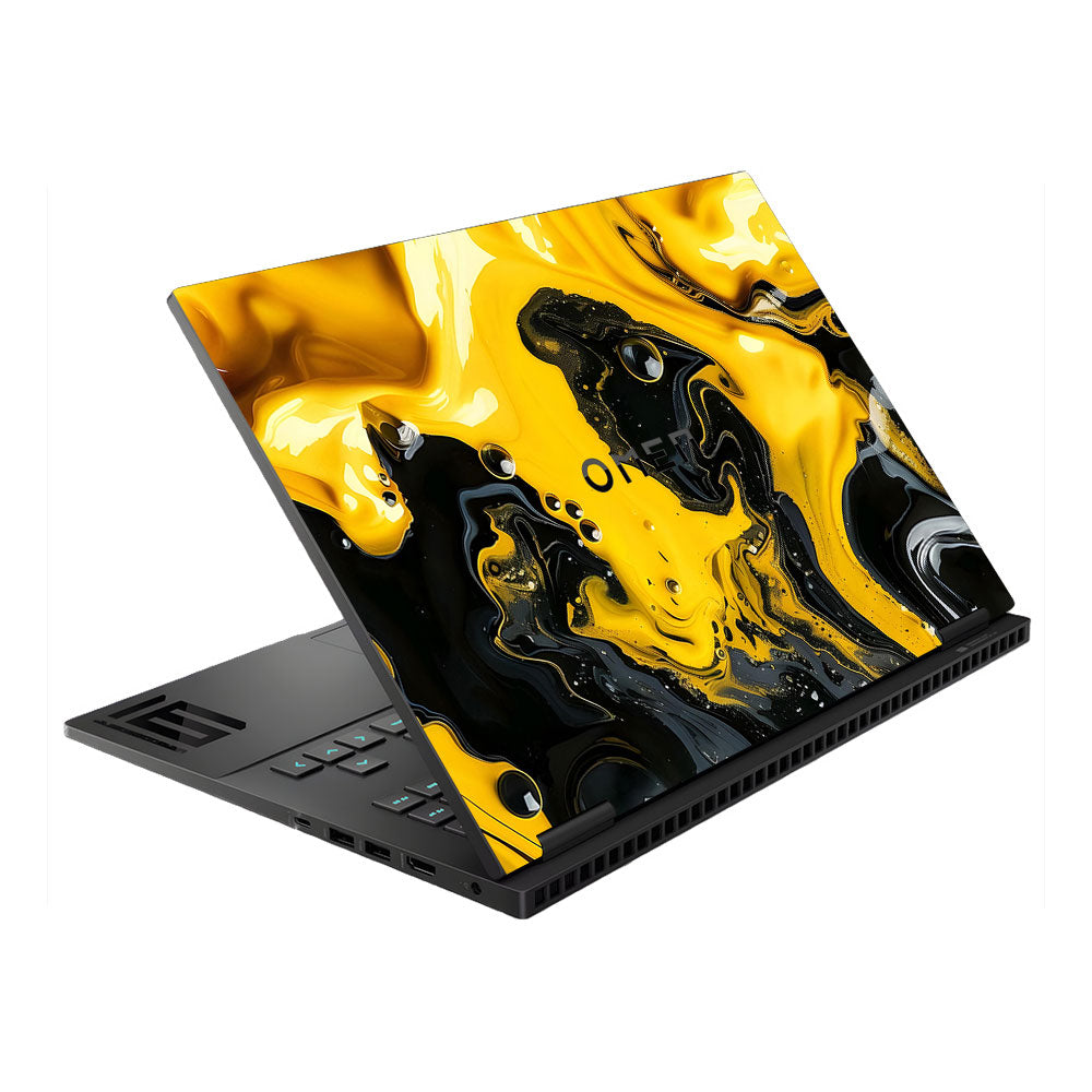 Yellow and Black Paint Swirls HP Omen Gaming 16 Laptop Skin