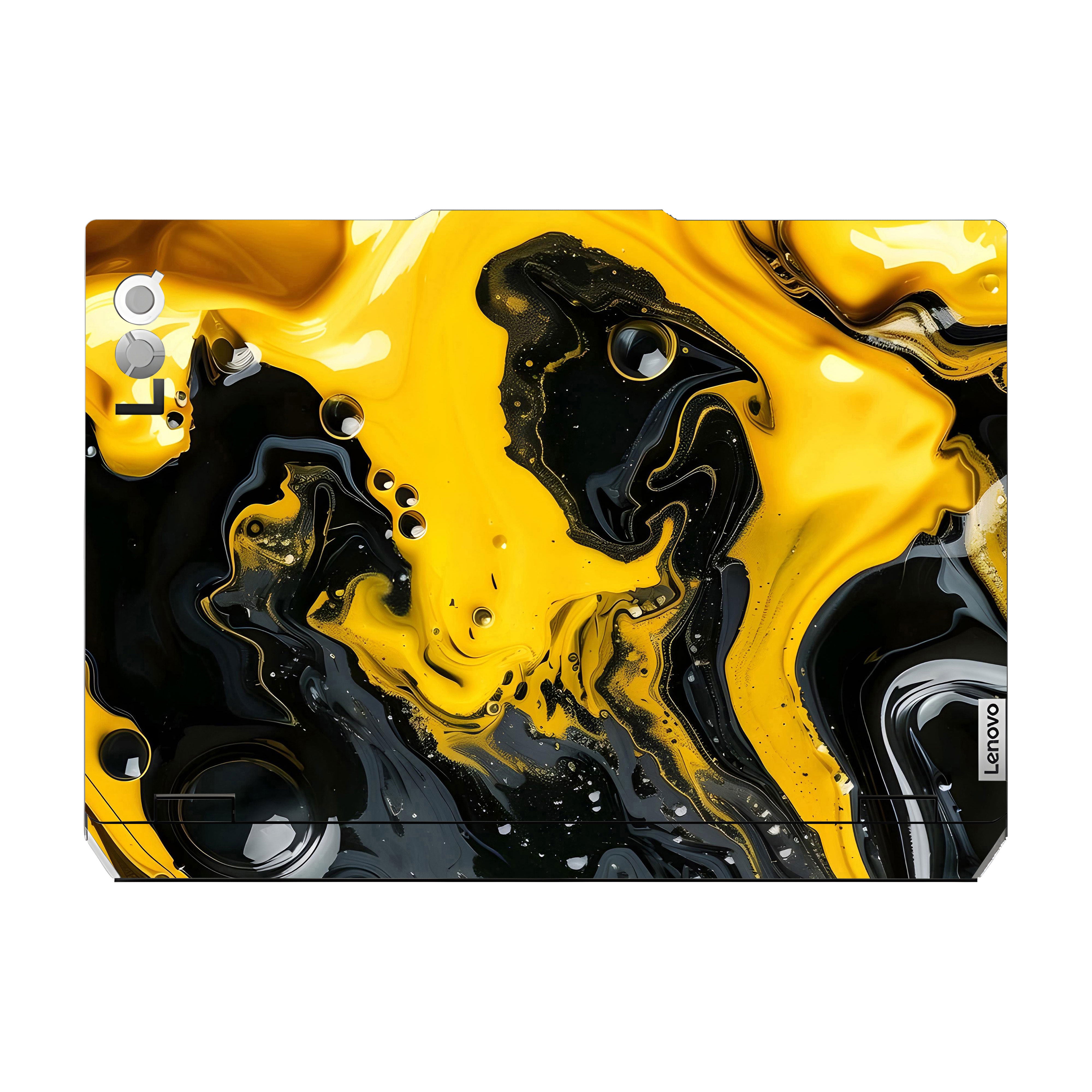 Yellow and Black Paint Swirls Lenovo LOQ 24 Laptop Skin