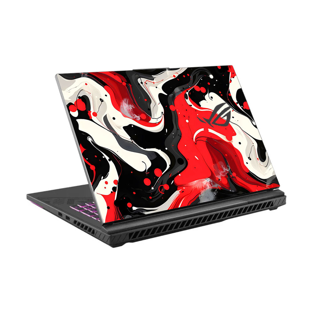 Red and White Paint Swirls Asus ROG Strix G16 G614J Laptop Skin