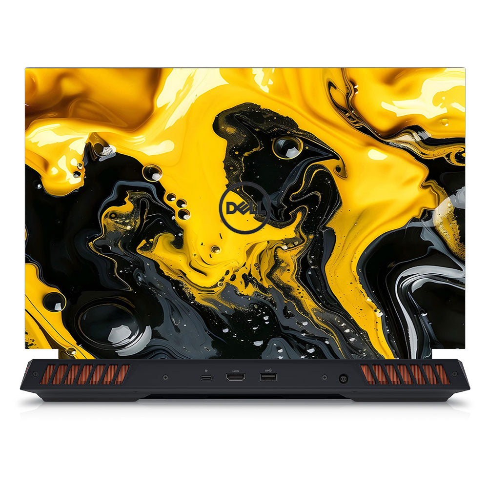 Yellow and Black Paint Swirls Dell G15 5520, 5530 Laptop Skin