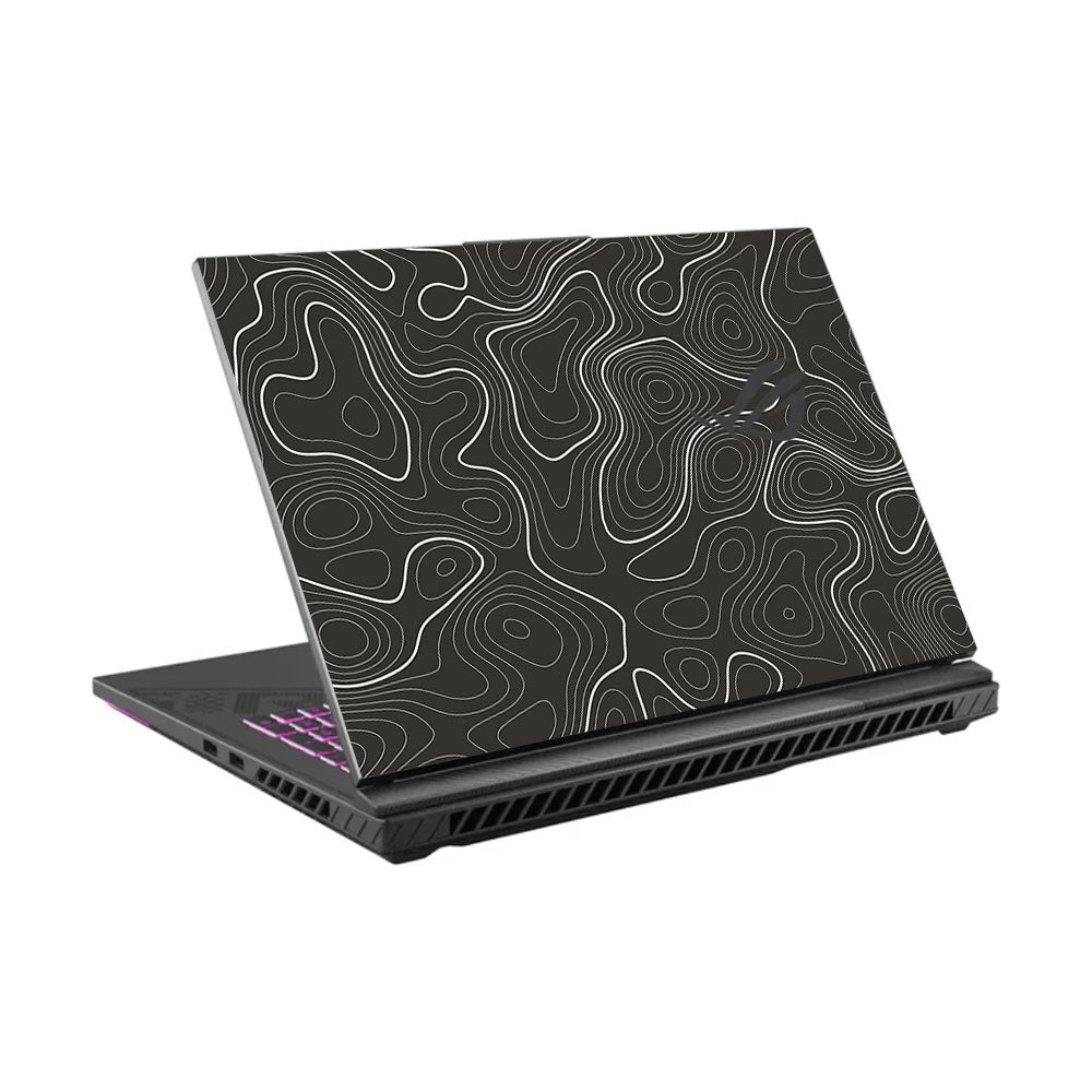 Grayscale Topographic Lines Asus ROG Strix G16 G614J Laptop Skin