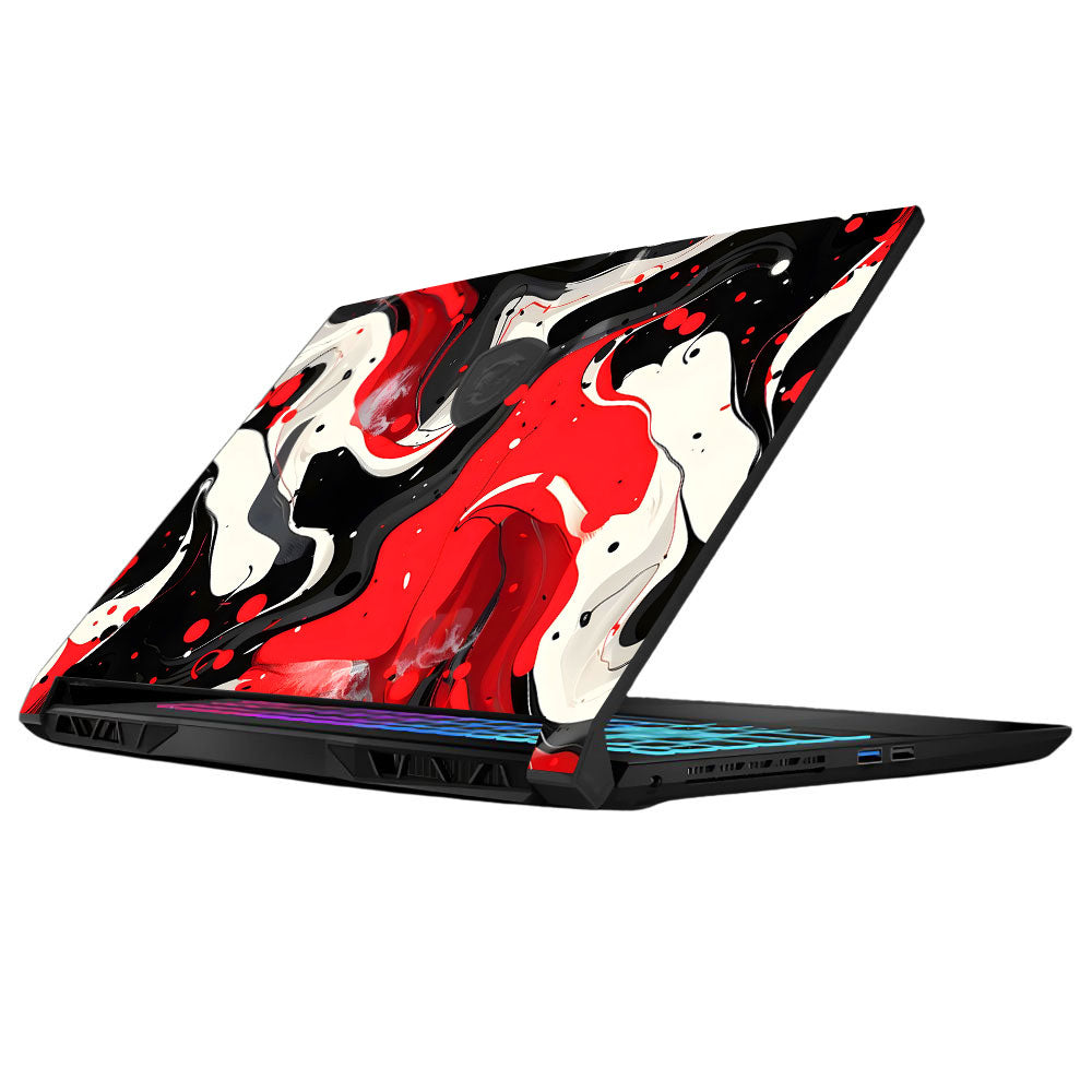 Red and White Paint Swirls MSI Katana 15 B13V Laptop Skin