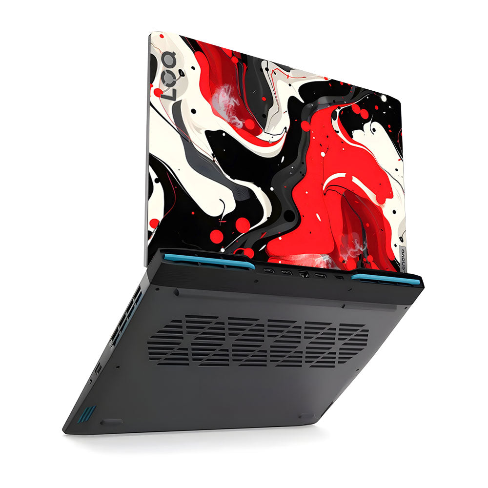 Red and White Paint Swirls Lenovo LOQ 23 Laptop Skin