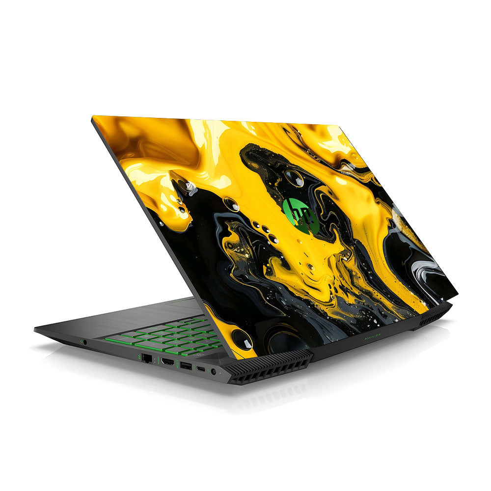 Yellow and Black Paint Swirls Pavilion Gaming 15 CX Laptop Skin