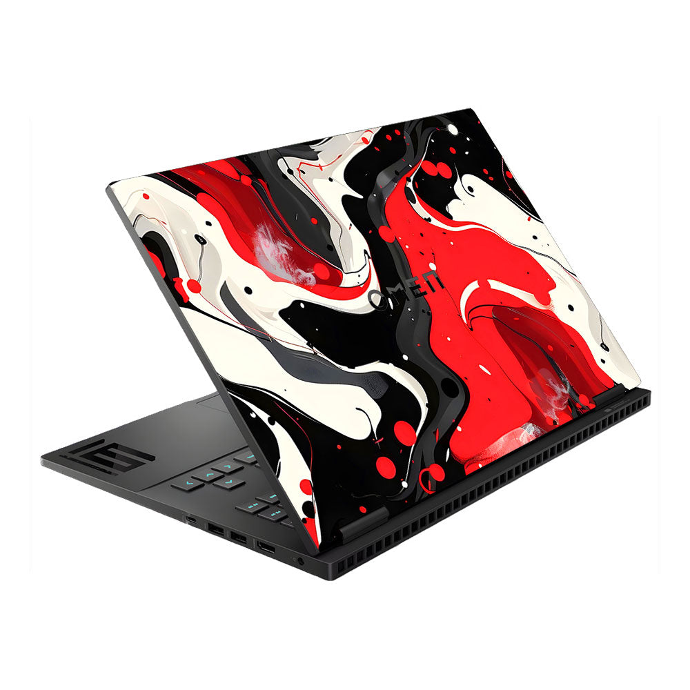 Red and White Paint Swirls HP Omen Gaming 16 Laptop Skin