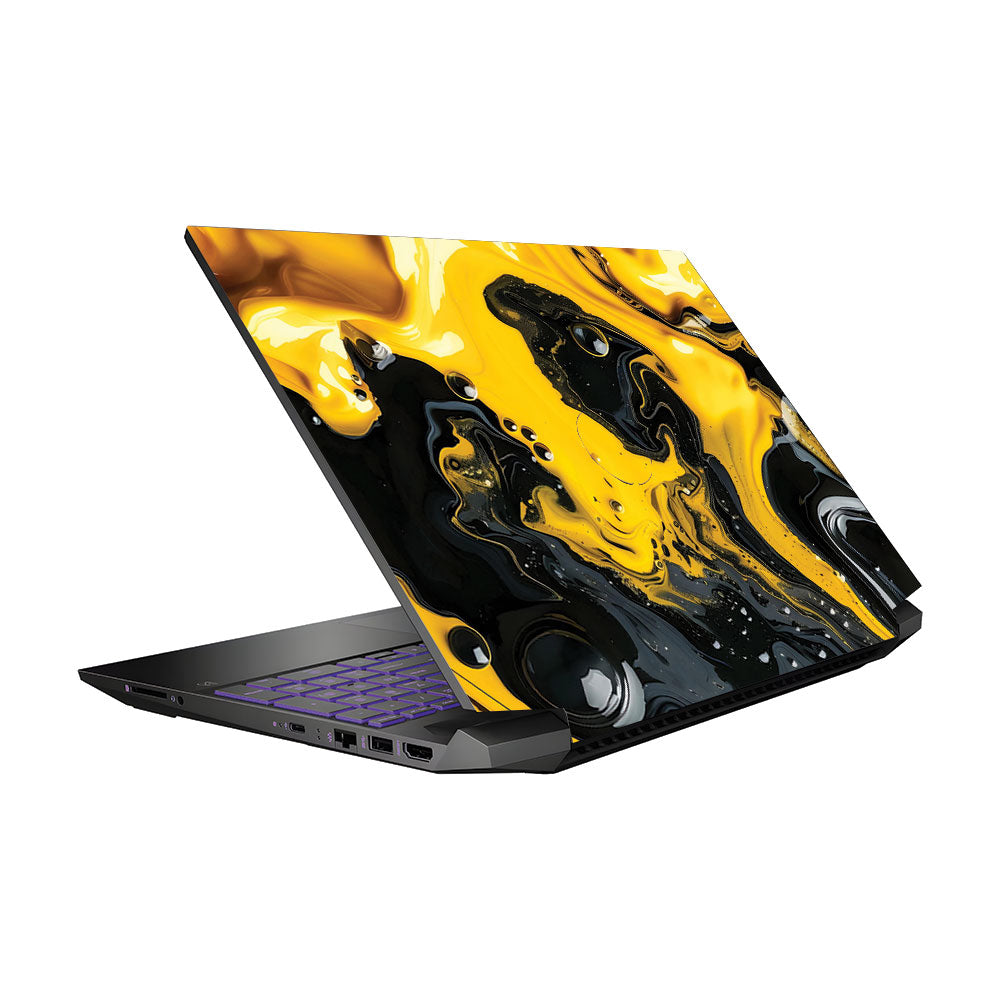 Yellow and Black Paint Swirls Pavilion Gaming 15 EC Laptop Skin