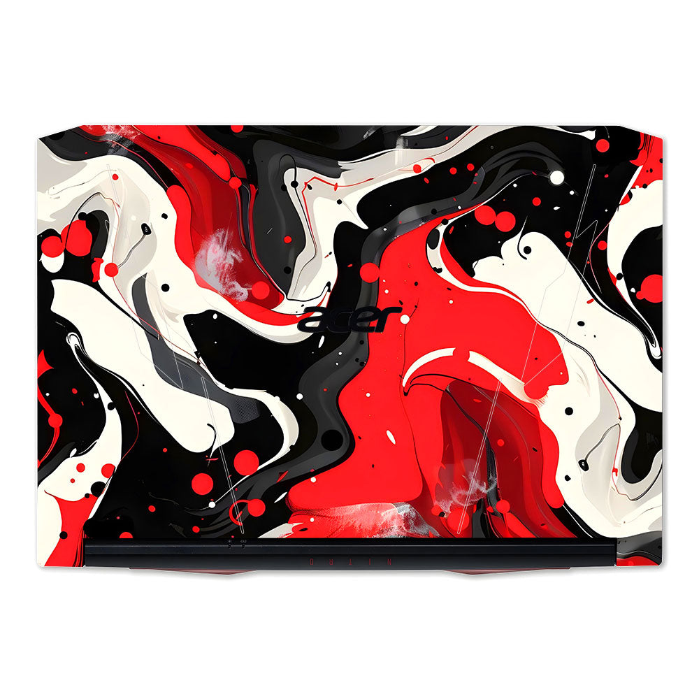 Red and White Paint Swirls Acer Nitro 5 AN515 45, 55, 57 Laptop Skin