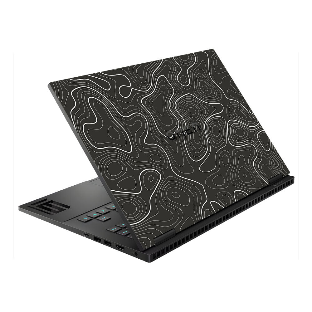 Grayscale Topographic Lines HP Omen Gaming 16 Laptop Skin