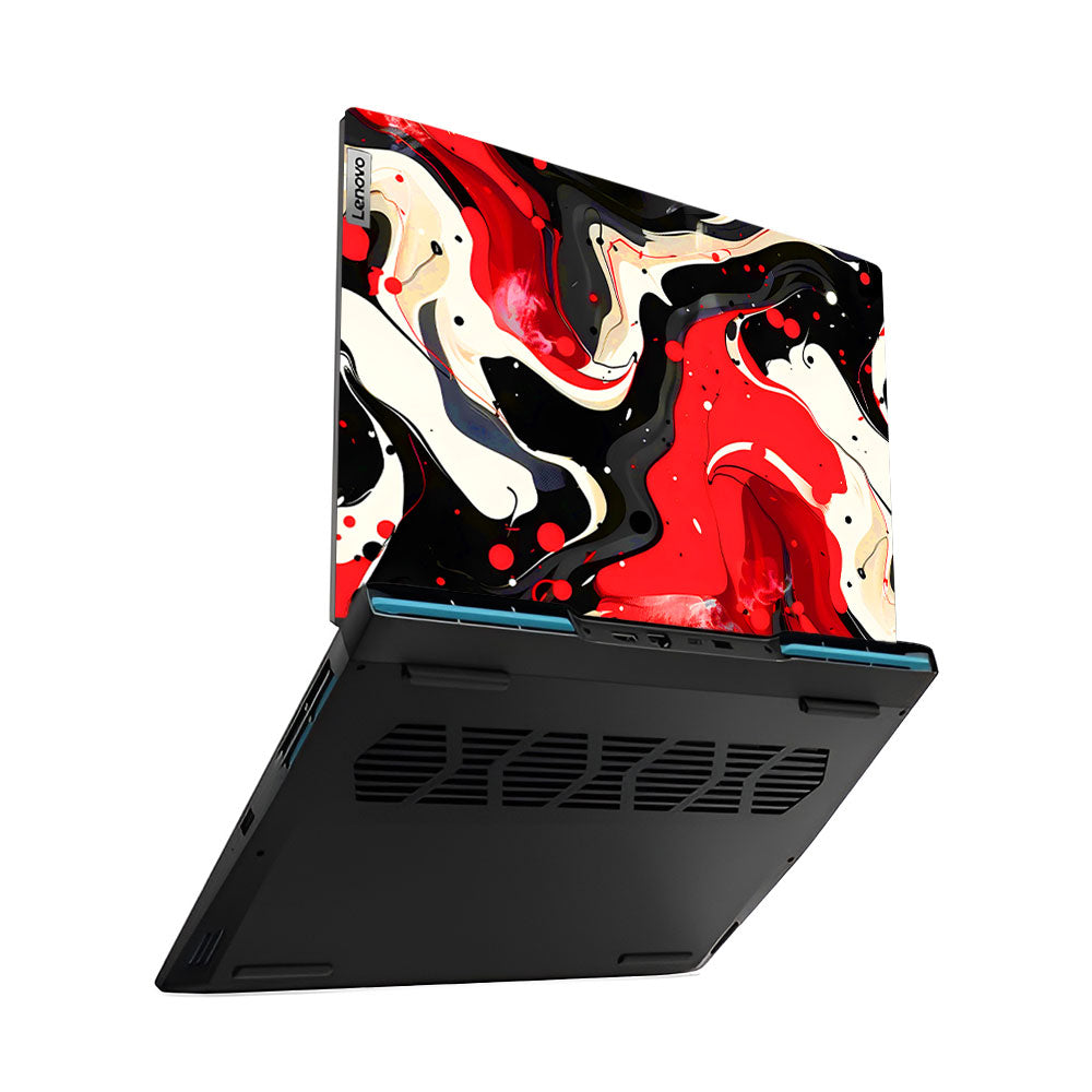 Red and White Paint Swirls IdeaPad Gaming 3 15ARH7 and 15IAH7 Laptop Skin