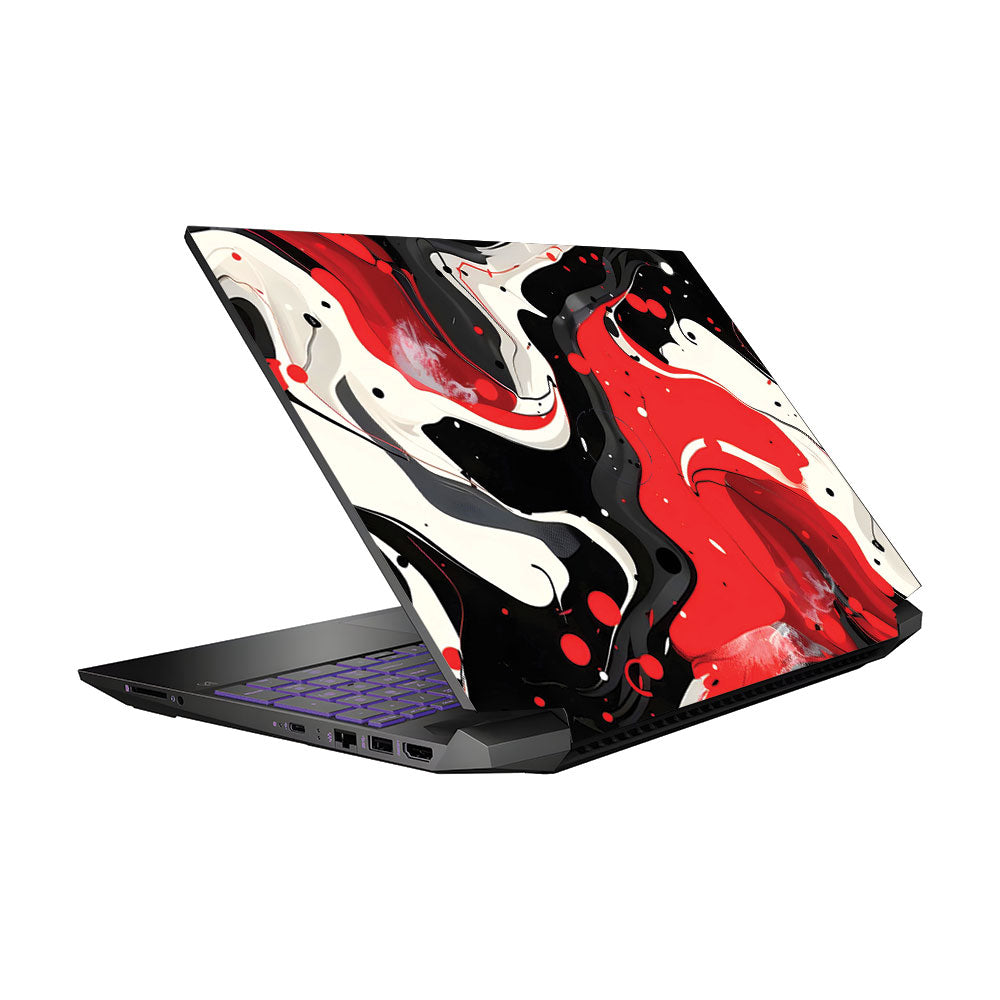 Red and White Paint Swirls Pavilion Gaming 15 EC Laptop Skin