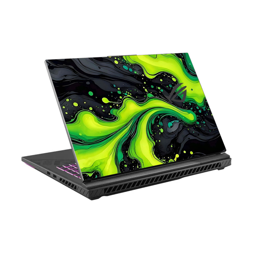 Neon Green Paint Swirls Asus ROG Strix G16 G614J Laptop Skin