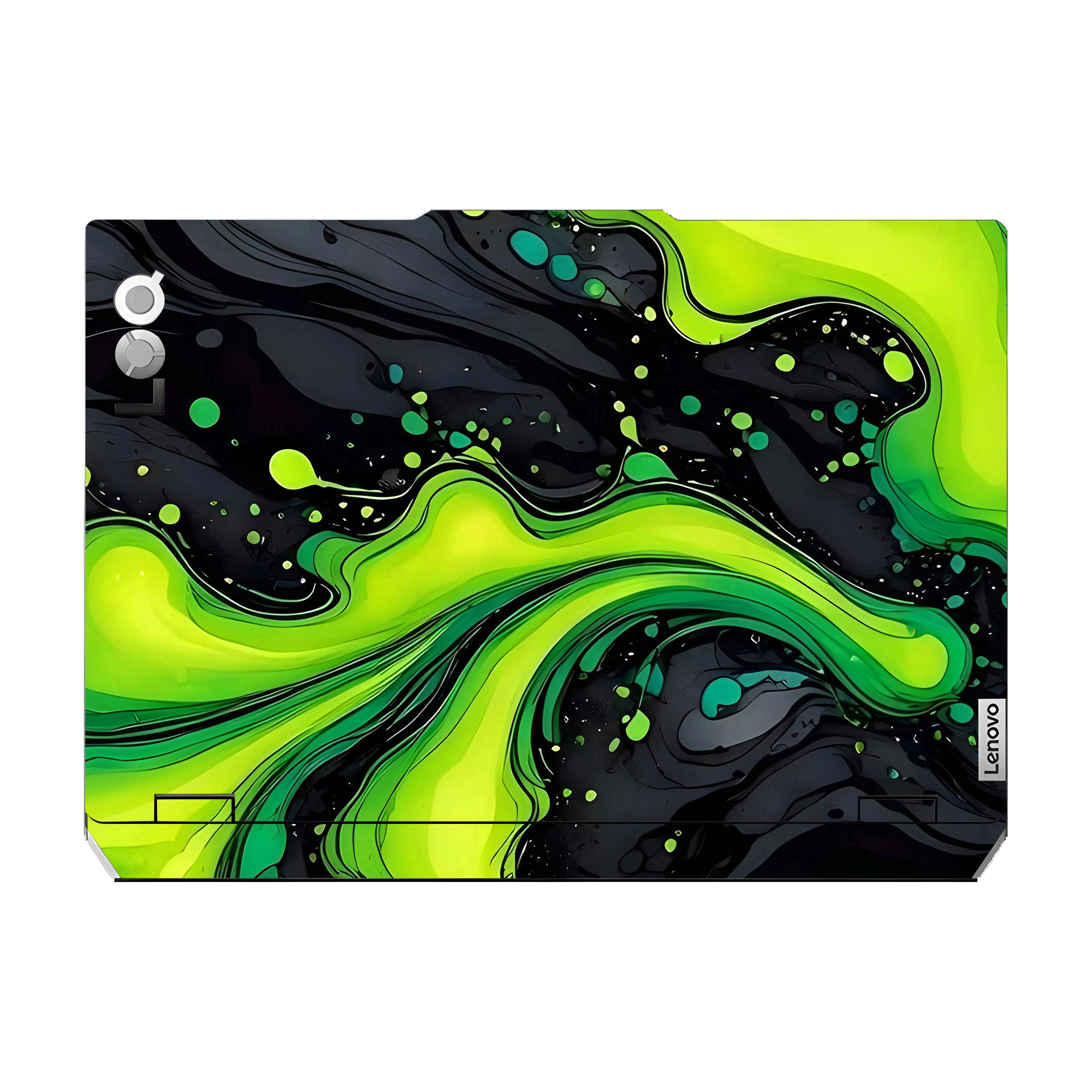 Neon Green Paint Swirls Lenovo LOQ 24 Laptop Skin