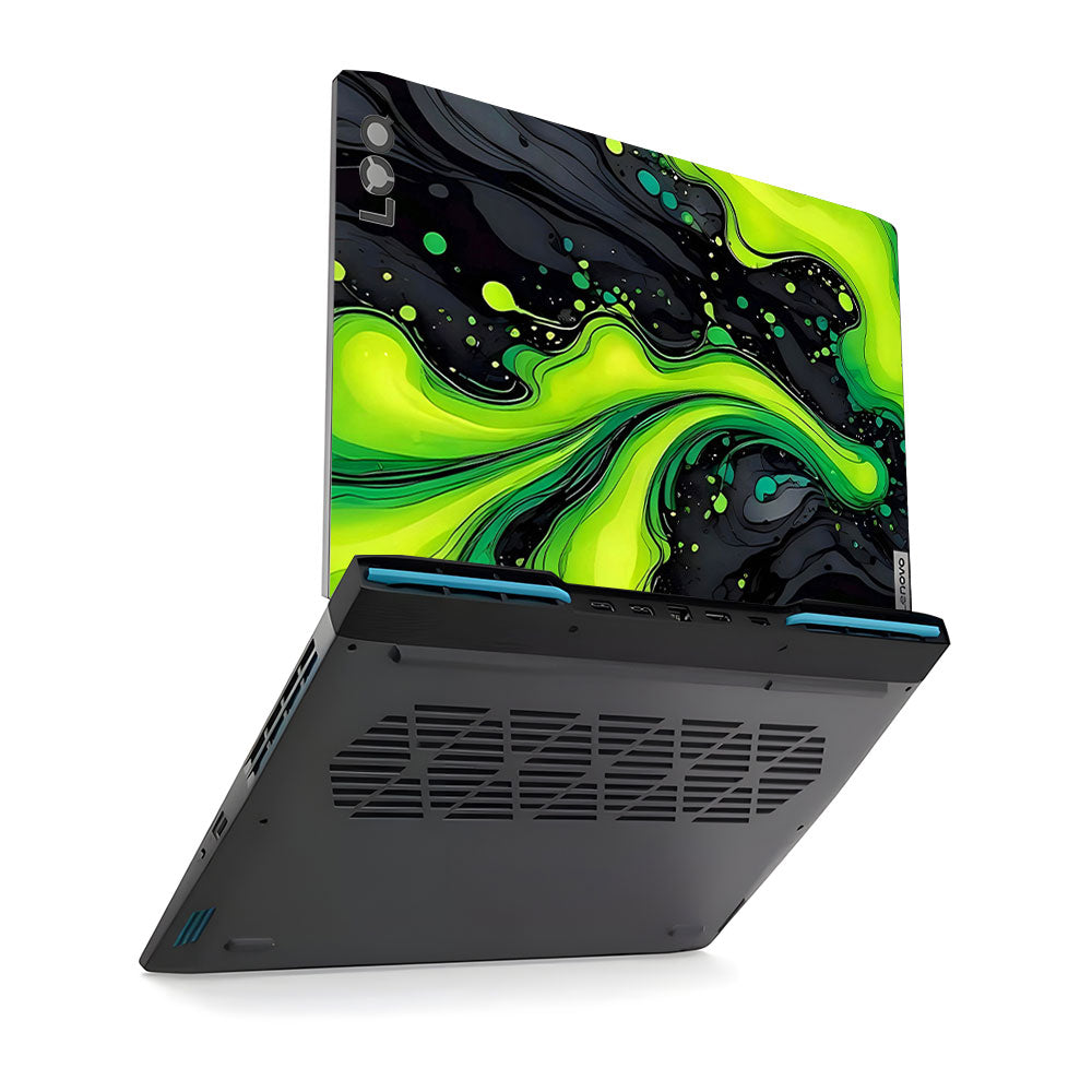 Neon Green Paint Swirls Lenovo LOQ 23 Laptop Skin