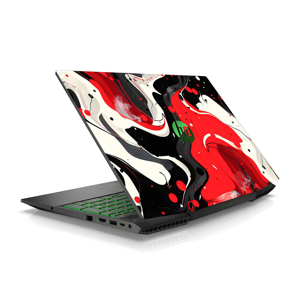 Red and White Paint Swirls Pavilion Gaming 15 CX Laptop Skin