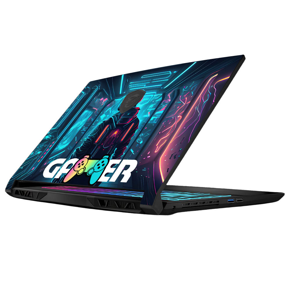 Gamer in Glowing Background Gaming MSI Katana 15 B13V Laptop Skin