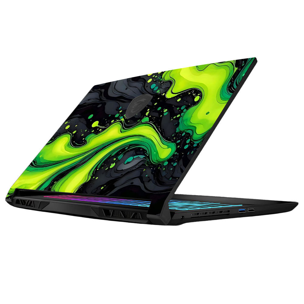 Neon Green Paint Swirls MSI Katana 15 B13V Laptop Skin