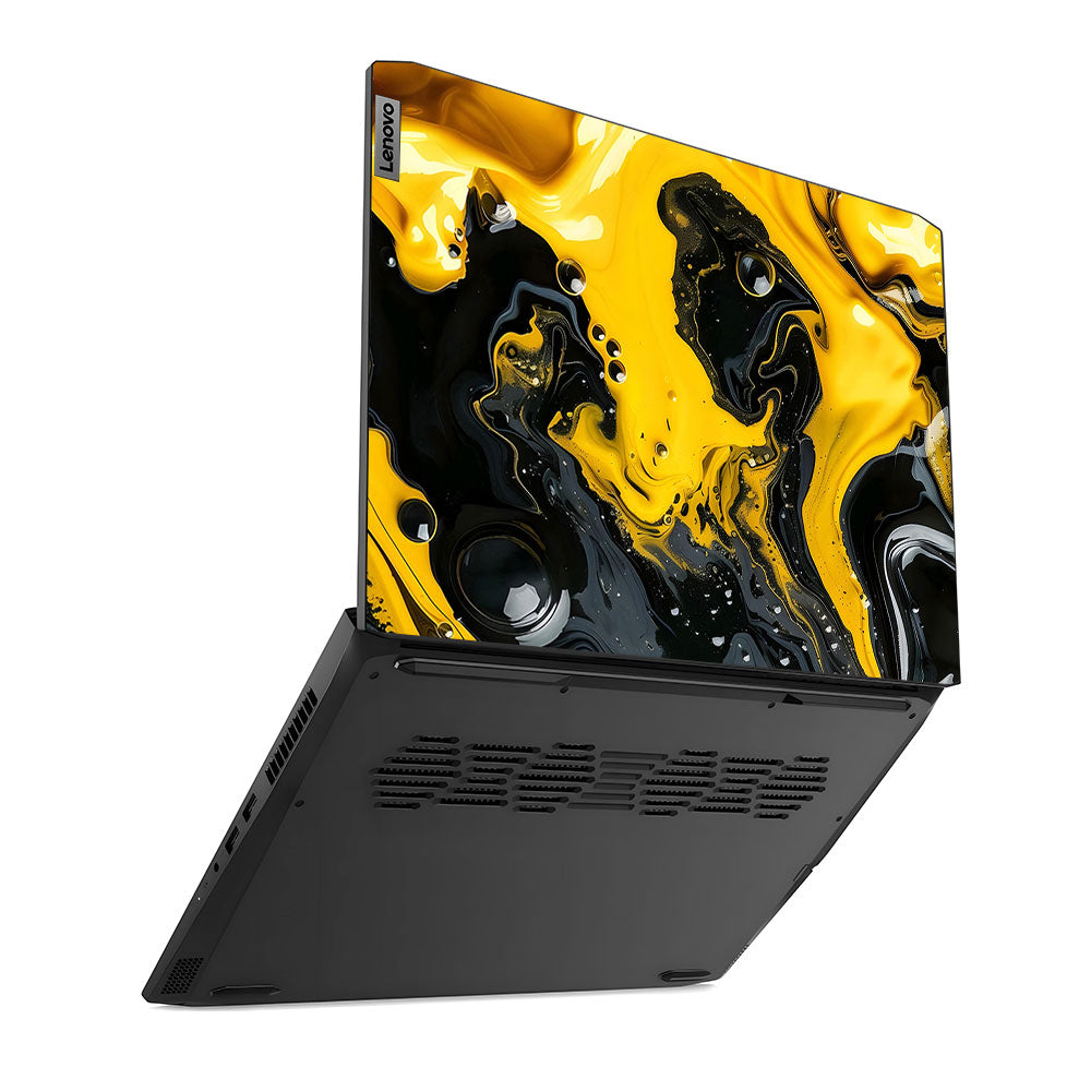 Yellow and Black Paint Swirls Lenovo IdeaPad Gaming 3 15ACH6, 15IHU6 Laptop Skin