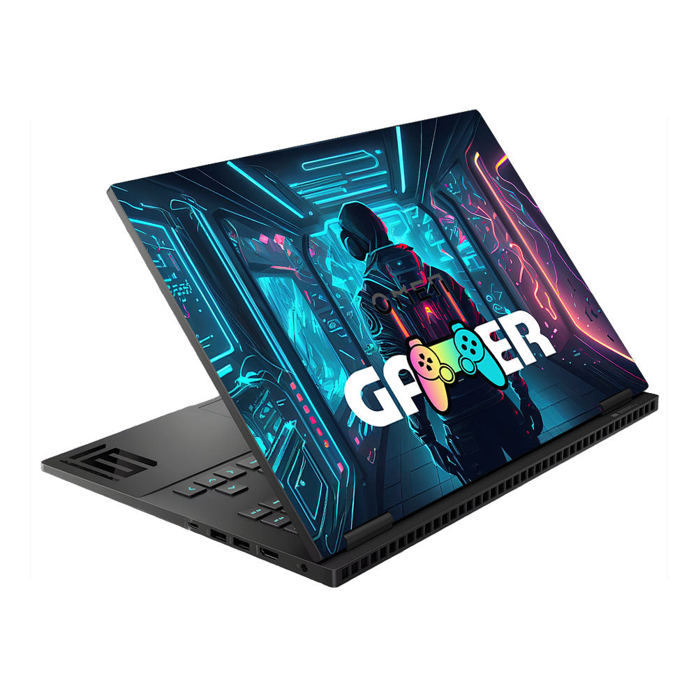 Gamer in Glowing Background HP Omen Gaming 16 Laptop Skin