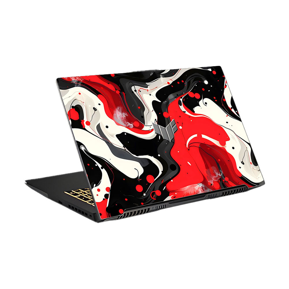 Red and White Paint Swirls Asus TUF Gaming F17 FX707Z Laptop Skin