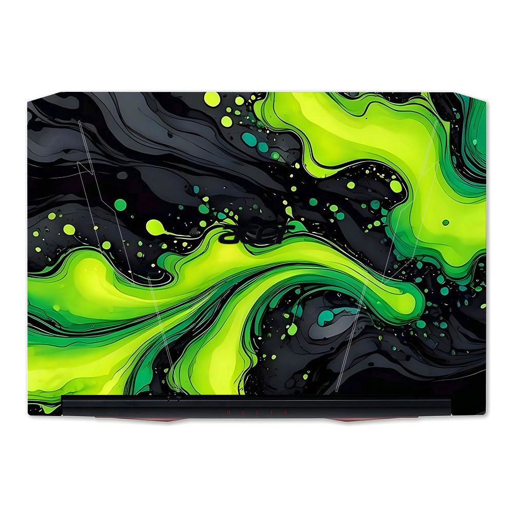 Neon Green Paint Swirls Acer Nitro 5 AN515 45, 55, 57 Laptop Skin