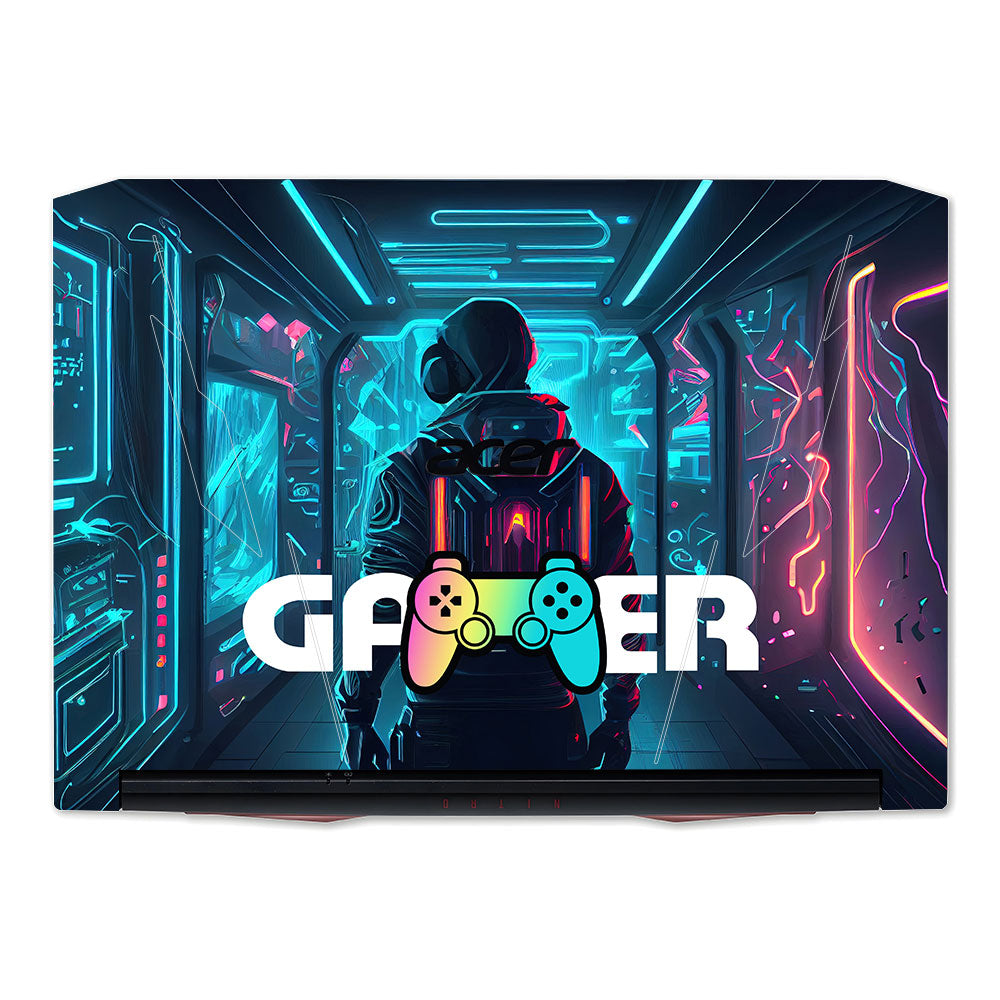 Gamer in Glowing Background Acer Nitro 5 AN515 45, 55, 57 Laptop Skin