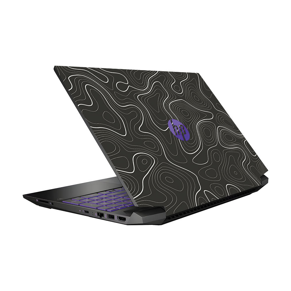 Grayscale Topographic Lines HP Pavilion Gaming 15 EC Series Laptop Skin