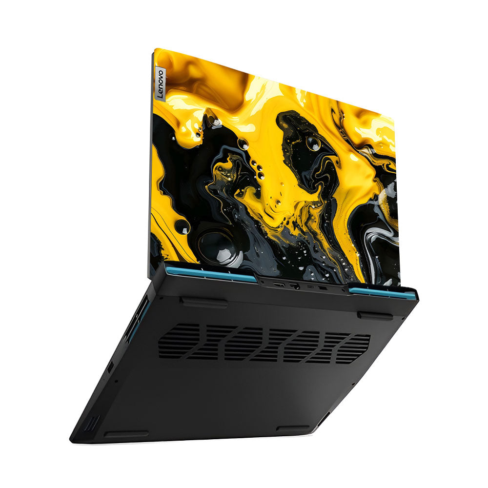 Yellow and Black Paint Swirls IdeaPad Gaming 3 15ARH7 and 15IAH7 Laptop Skin