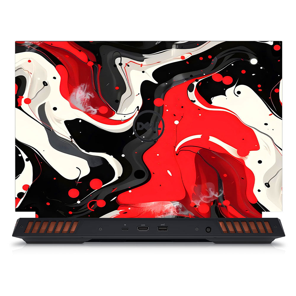 Red and White Paint Swirls Dell G15 5520, 5530 Laptop Skin