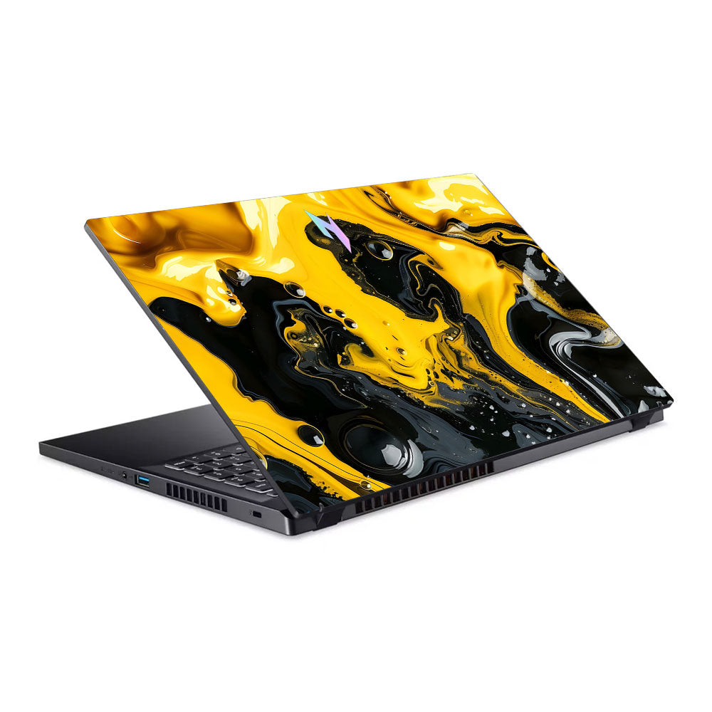 Yellow and Black Paint Swirls Acer Nitro V ANV15 51 55CA Laptop Skin