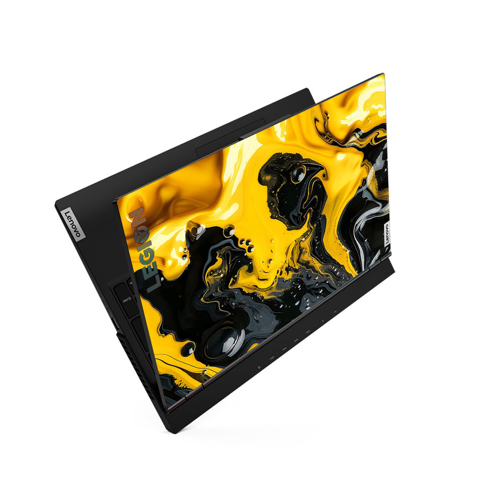 Yellow and Black Paint Swirls Lenovo Legion 5 15ARH05 Laptop Skin