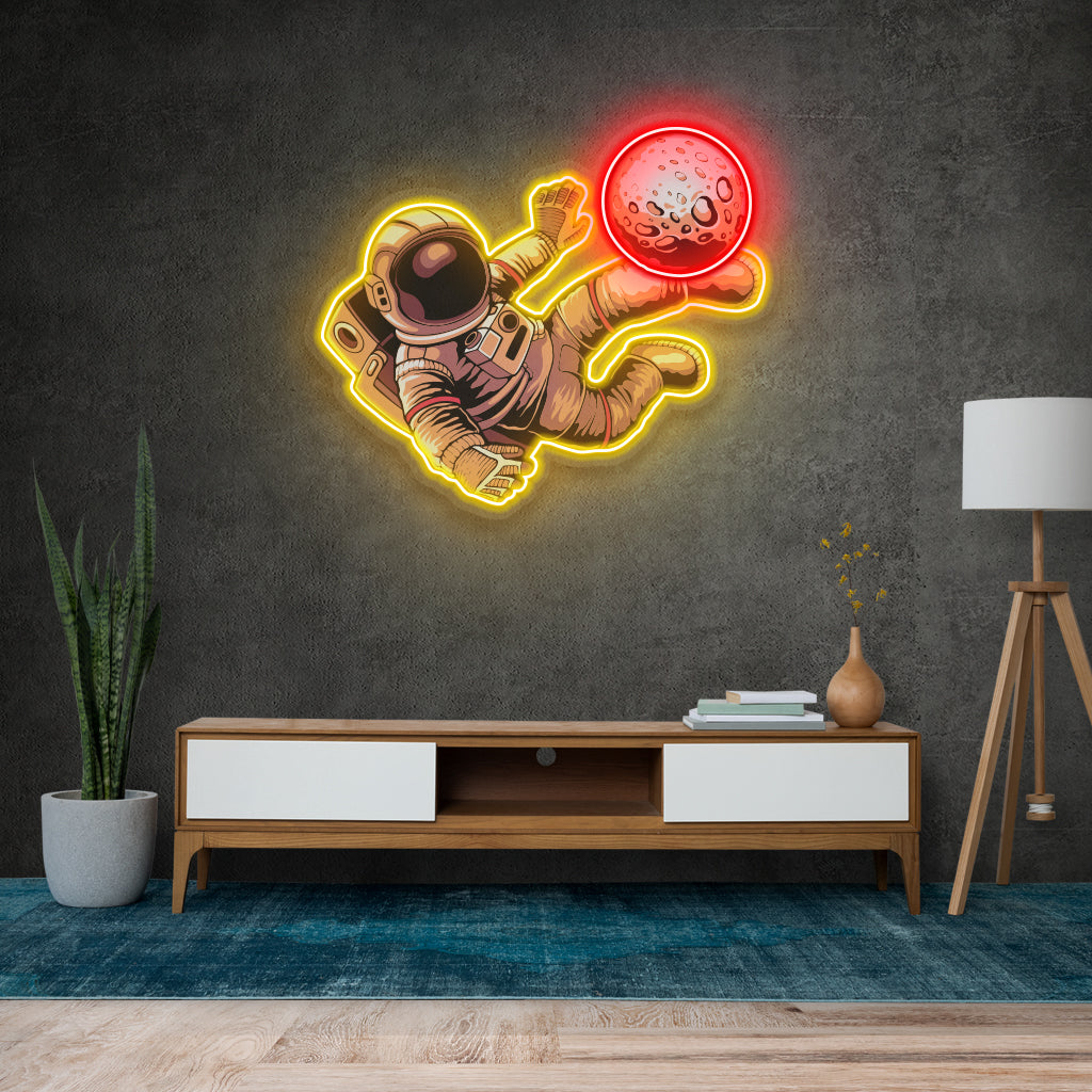 Fomo Store Neon with Print Miscellaneous Astronaut Floating with Moon