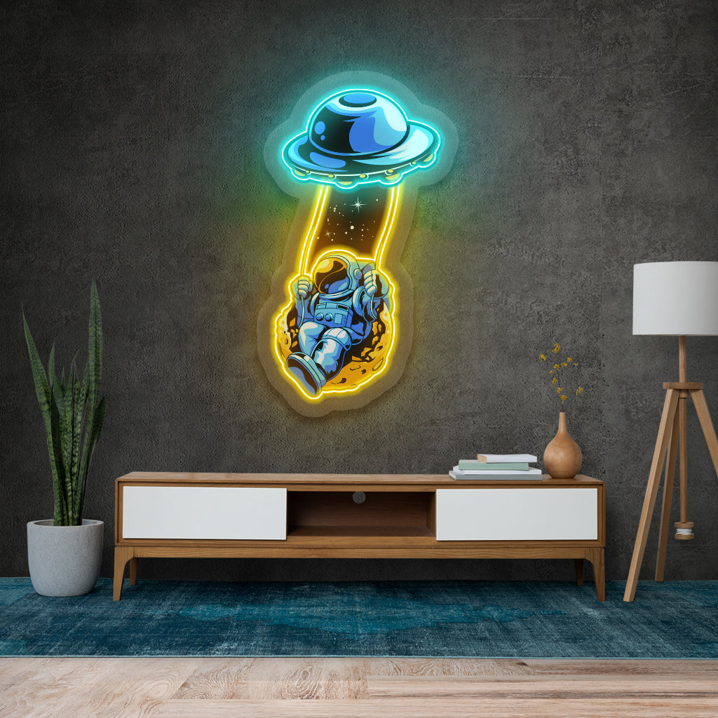 Fomo Store Neon with Print Miscellaneous Astronaut on Spaceship Swing