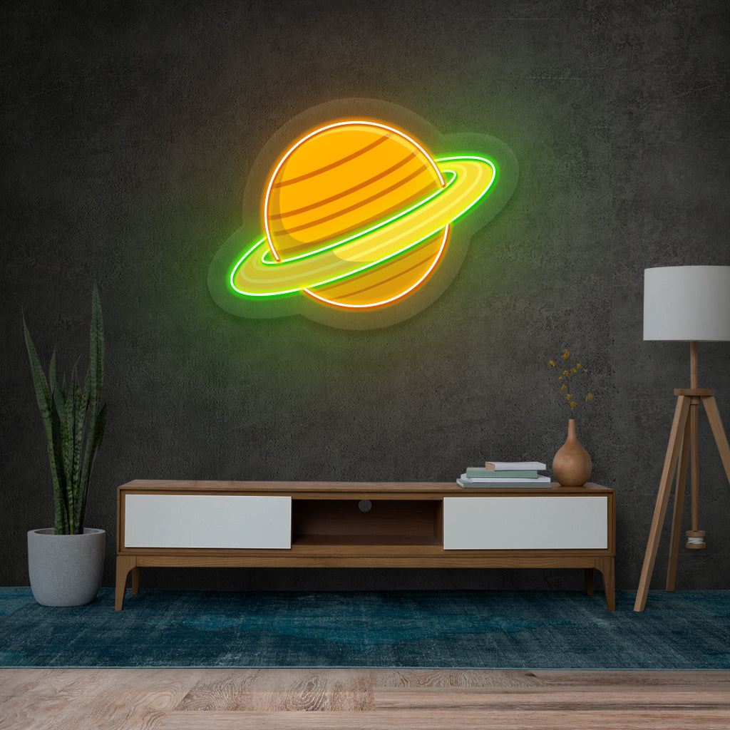 Saturn Planet Neon with Print