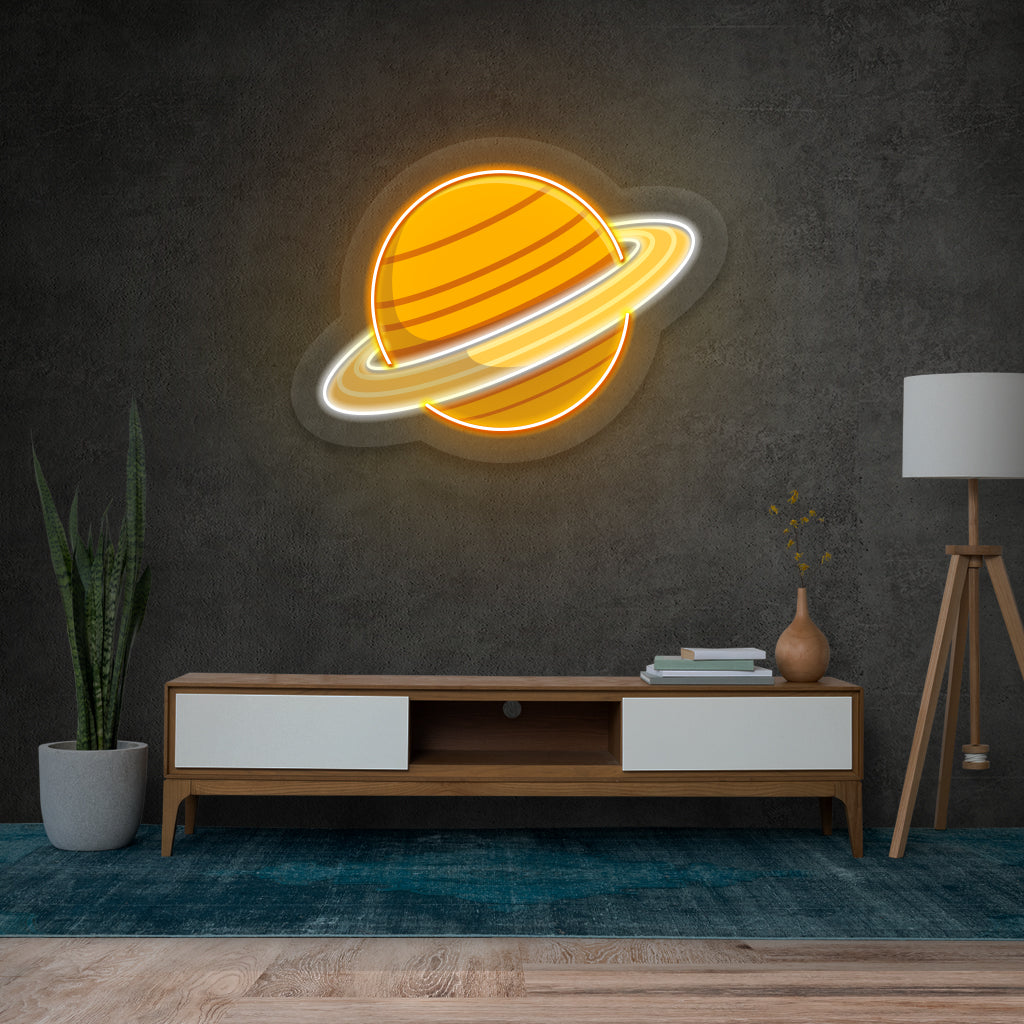 Saturn Planet Neon with Print