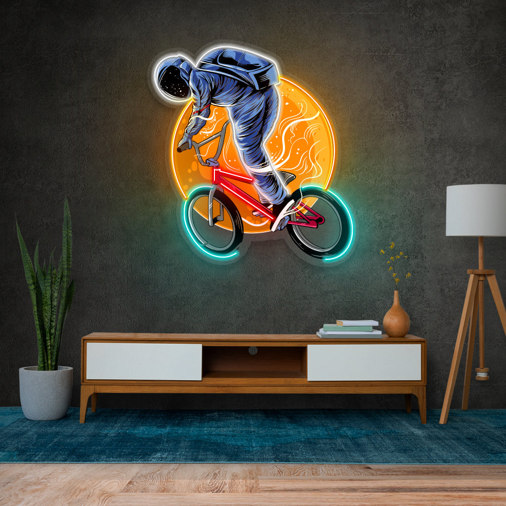 Fomo Store Neon with Print Miscellaneous Astronaut Riding Bike