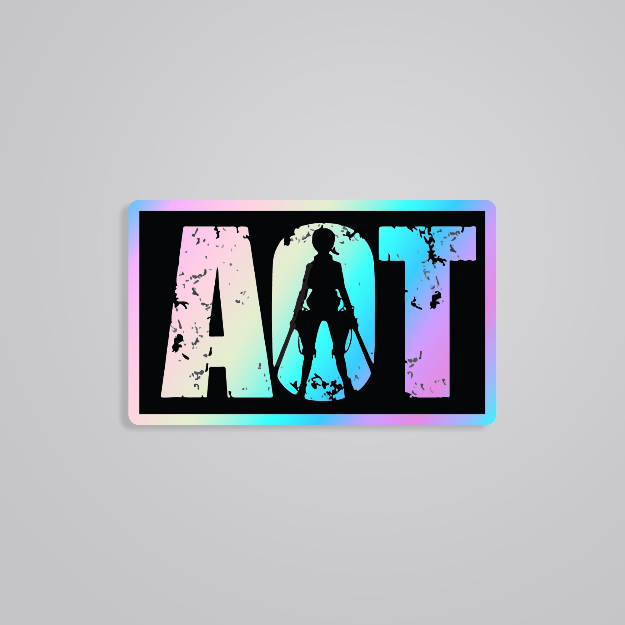 Fomo Store Holographic Stickers Anime AOT Eren Silhouette