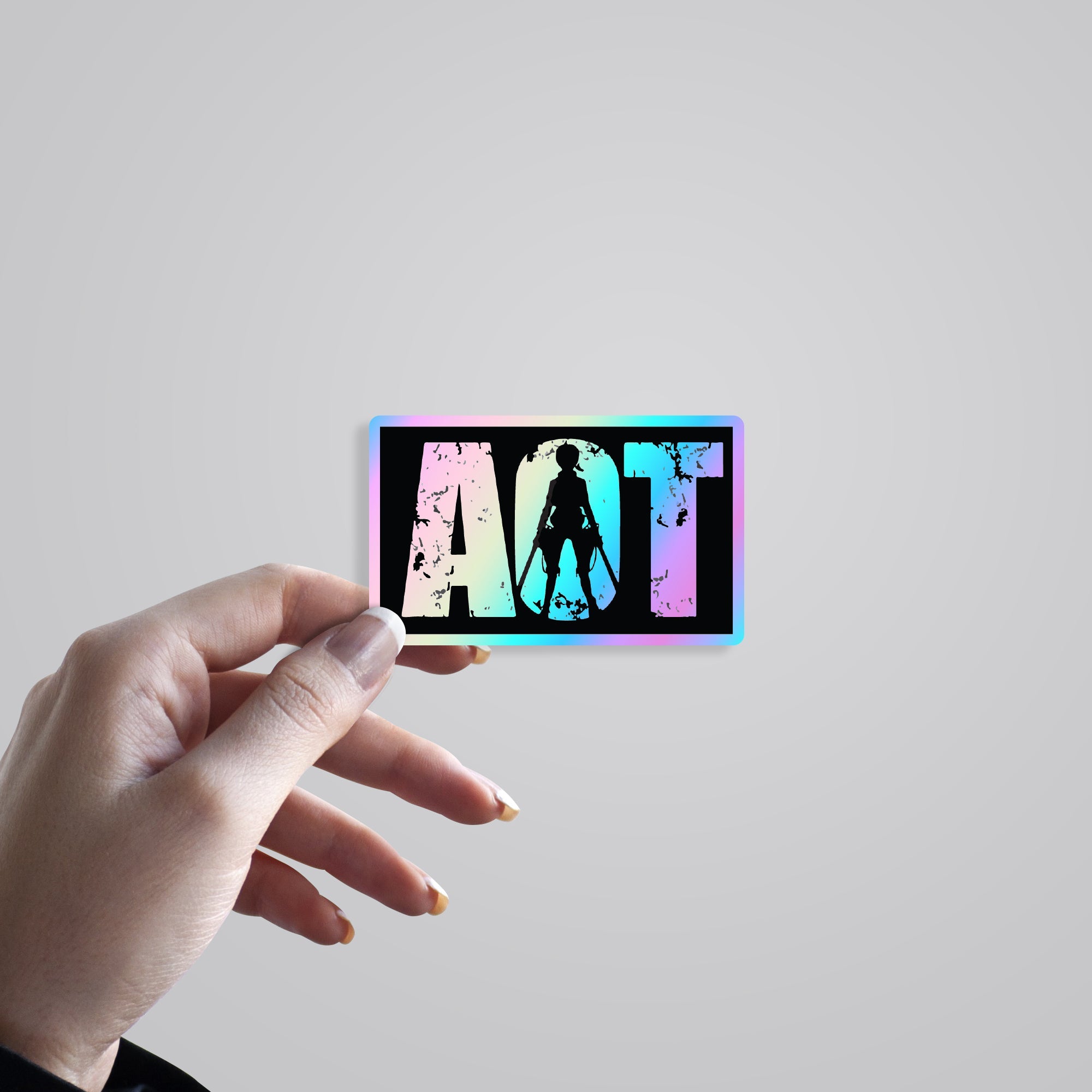 AOT Eren Silhouette Holographic Stickers