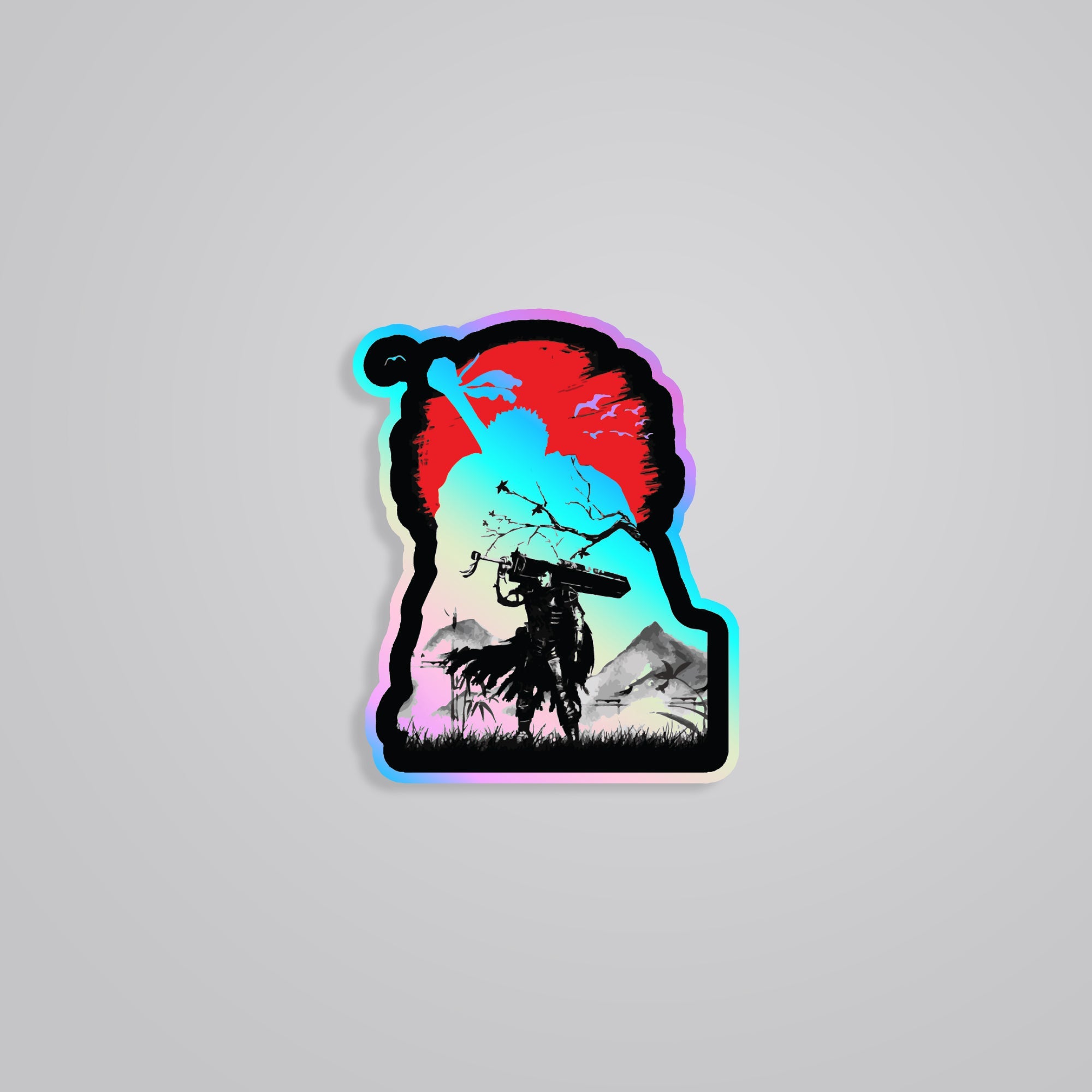 Fomo Store Holographic Stickers Anime Guts Silhouette