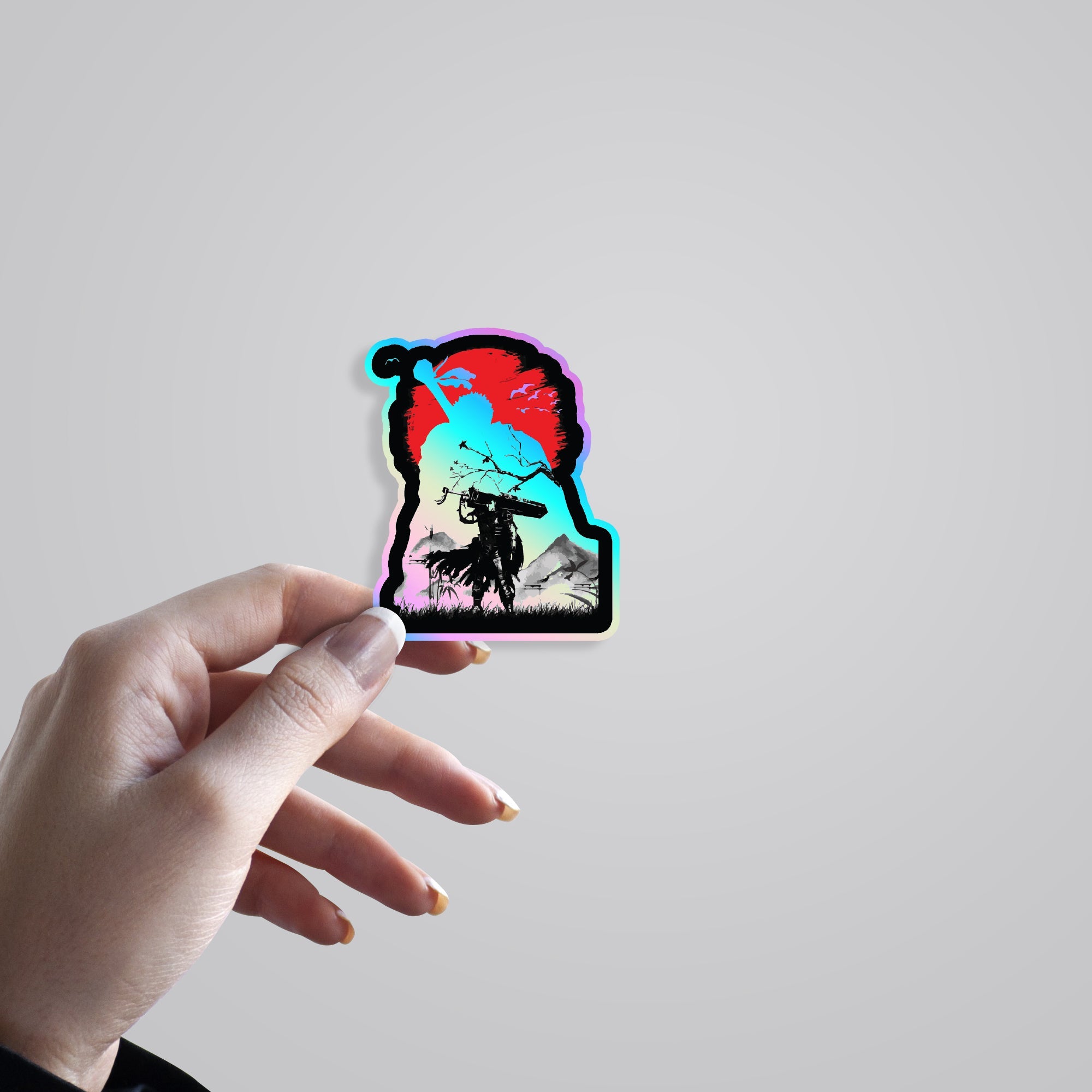 Guts Silhouette Holographic Stickers