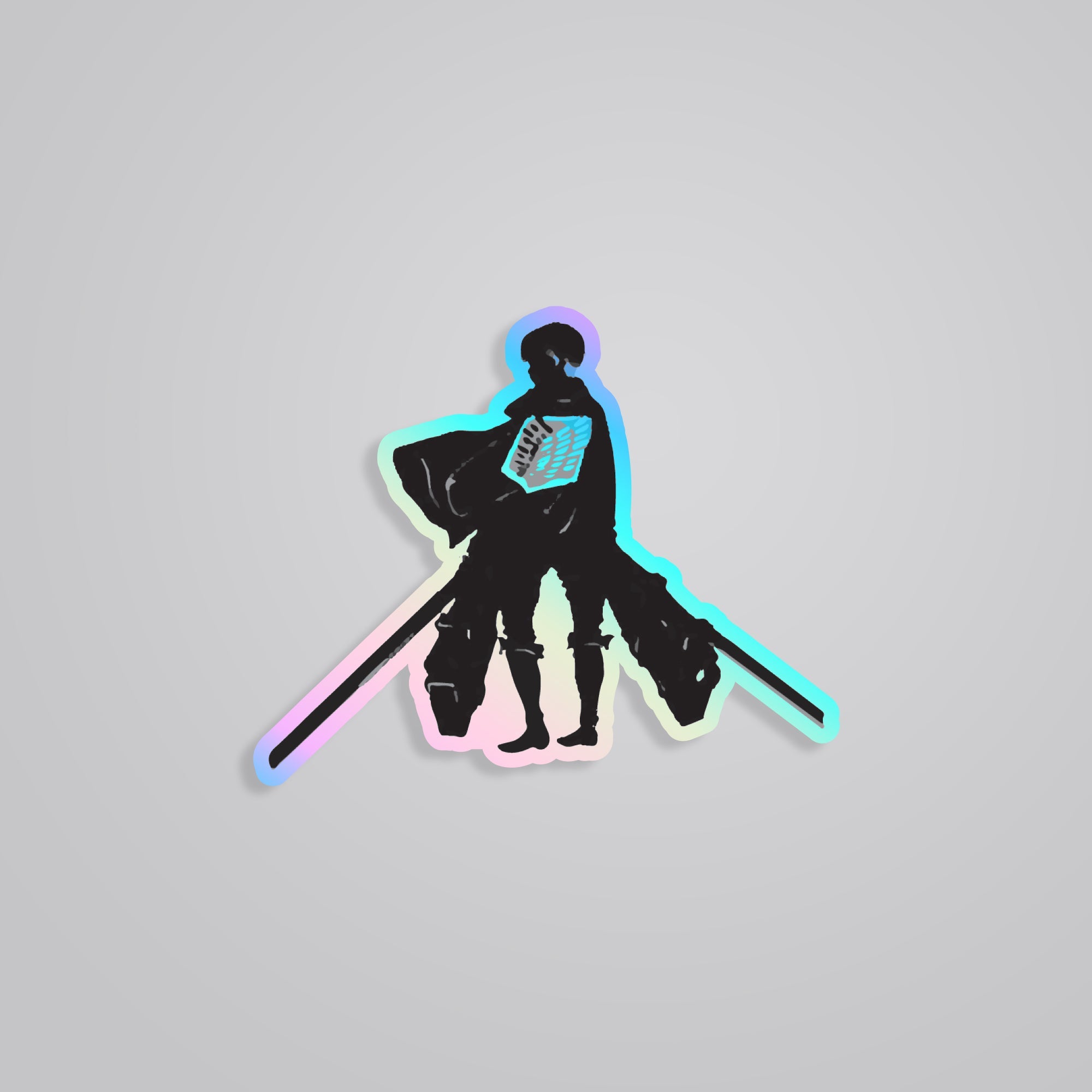 Fomo Store Holographic Stickers Anime Levi Silhouette