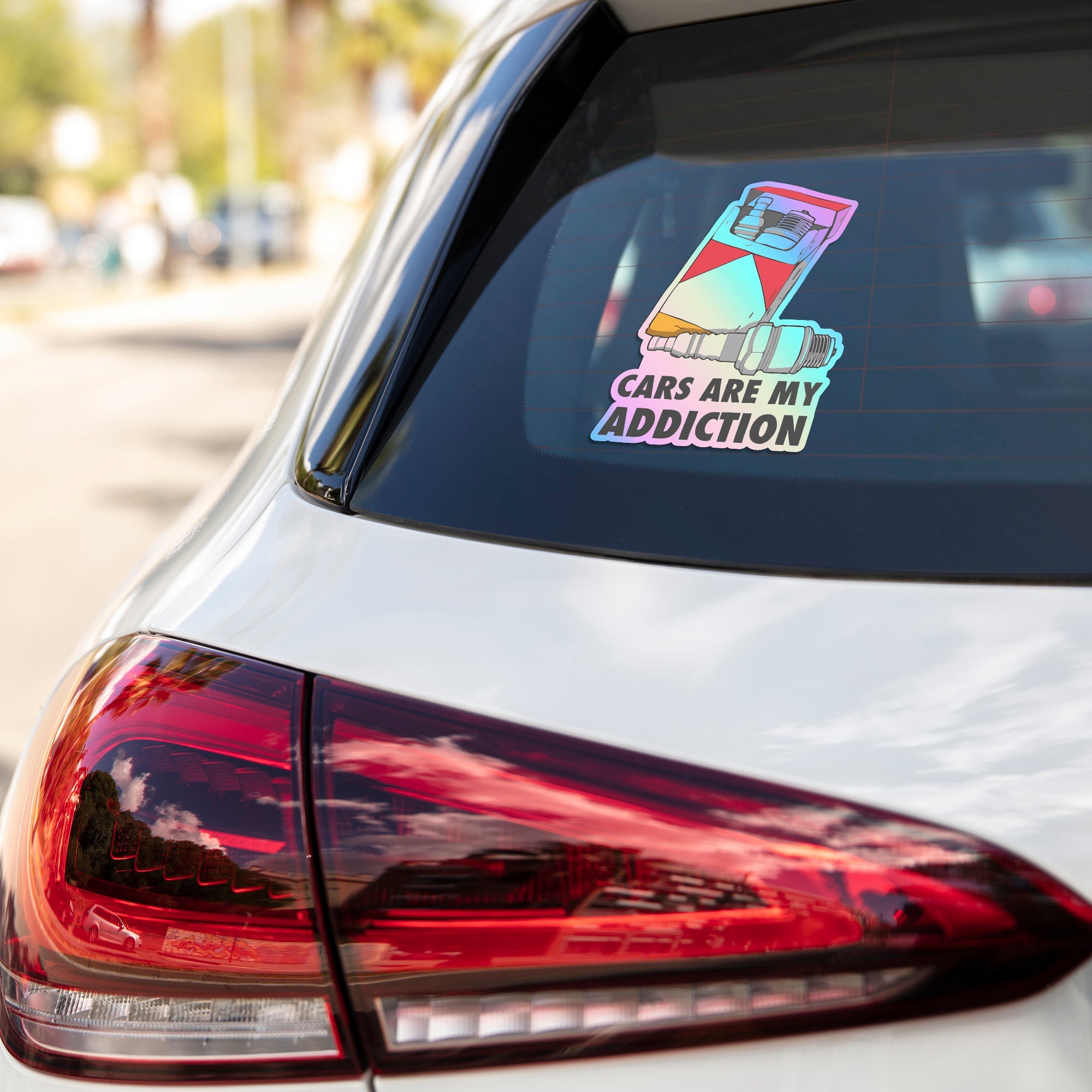Cars Are My Addiction Holographic Stickers