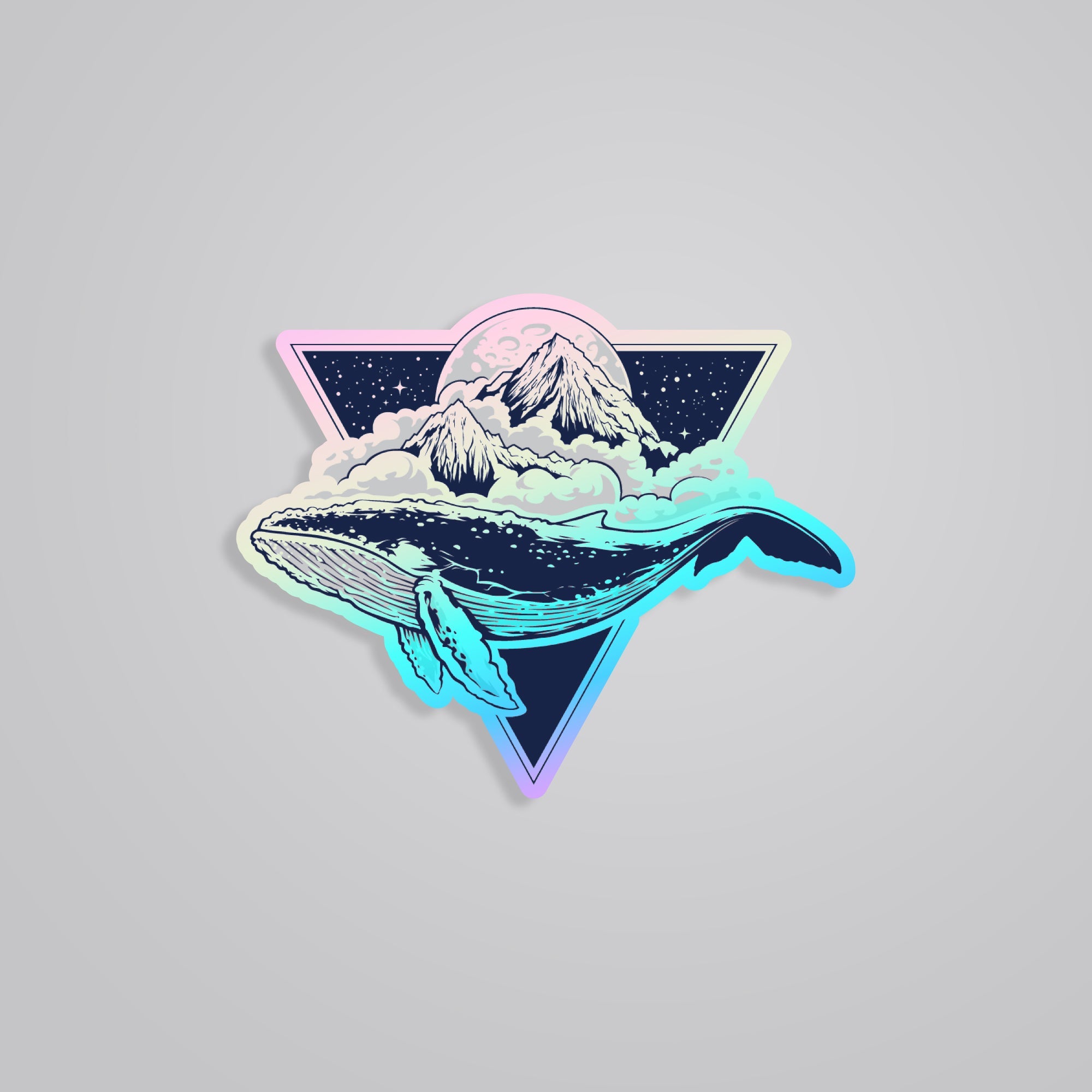 Fomo Store Holographic Stickers Casual Flying Whale Art