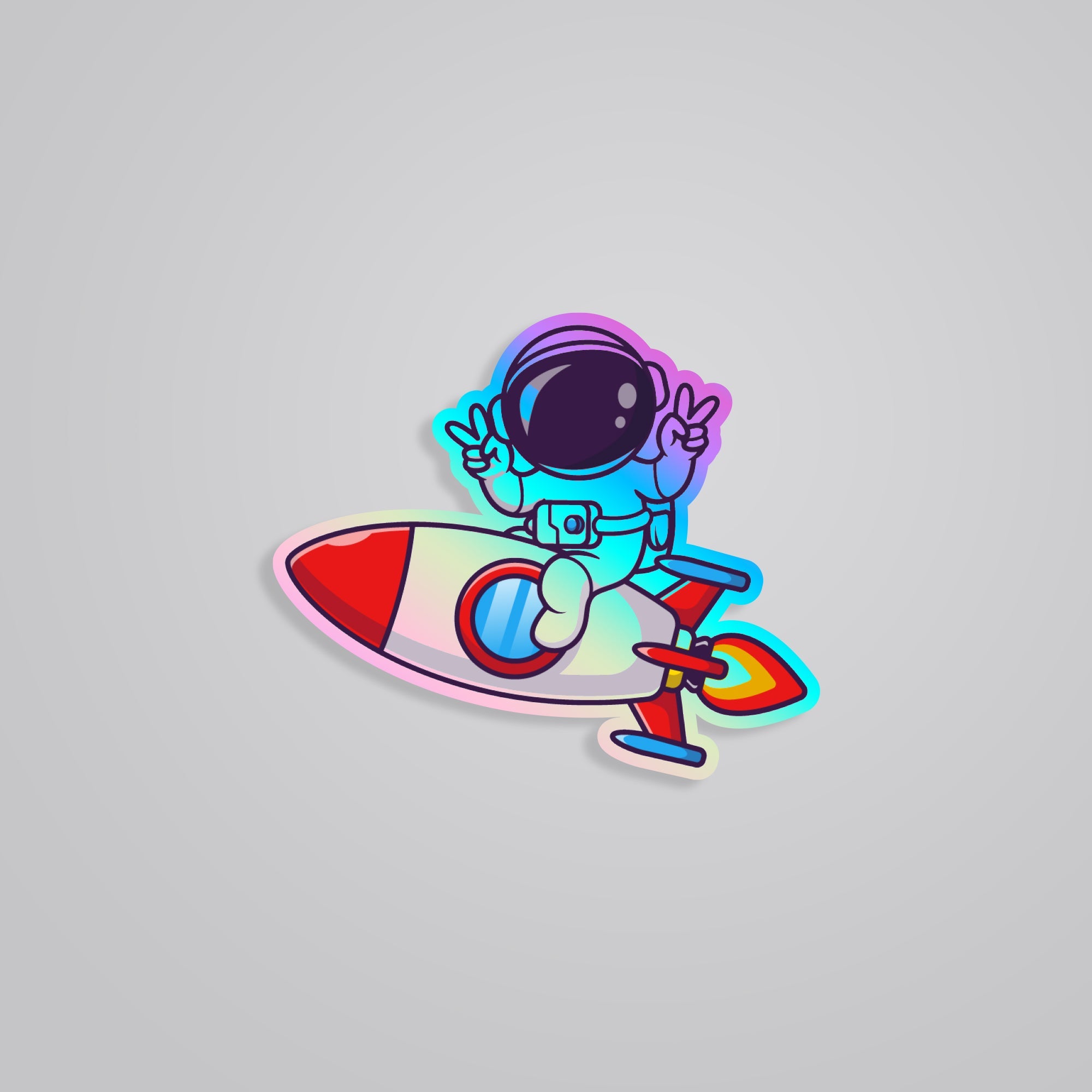 Fomo Store Holographic Stickers Casual Rocket Ship Astronaut