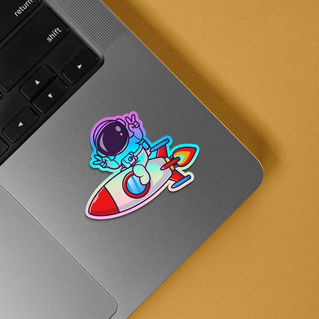 Rocket Ship Astronaut Holographic Stickers