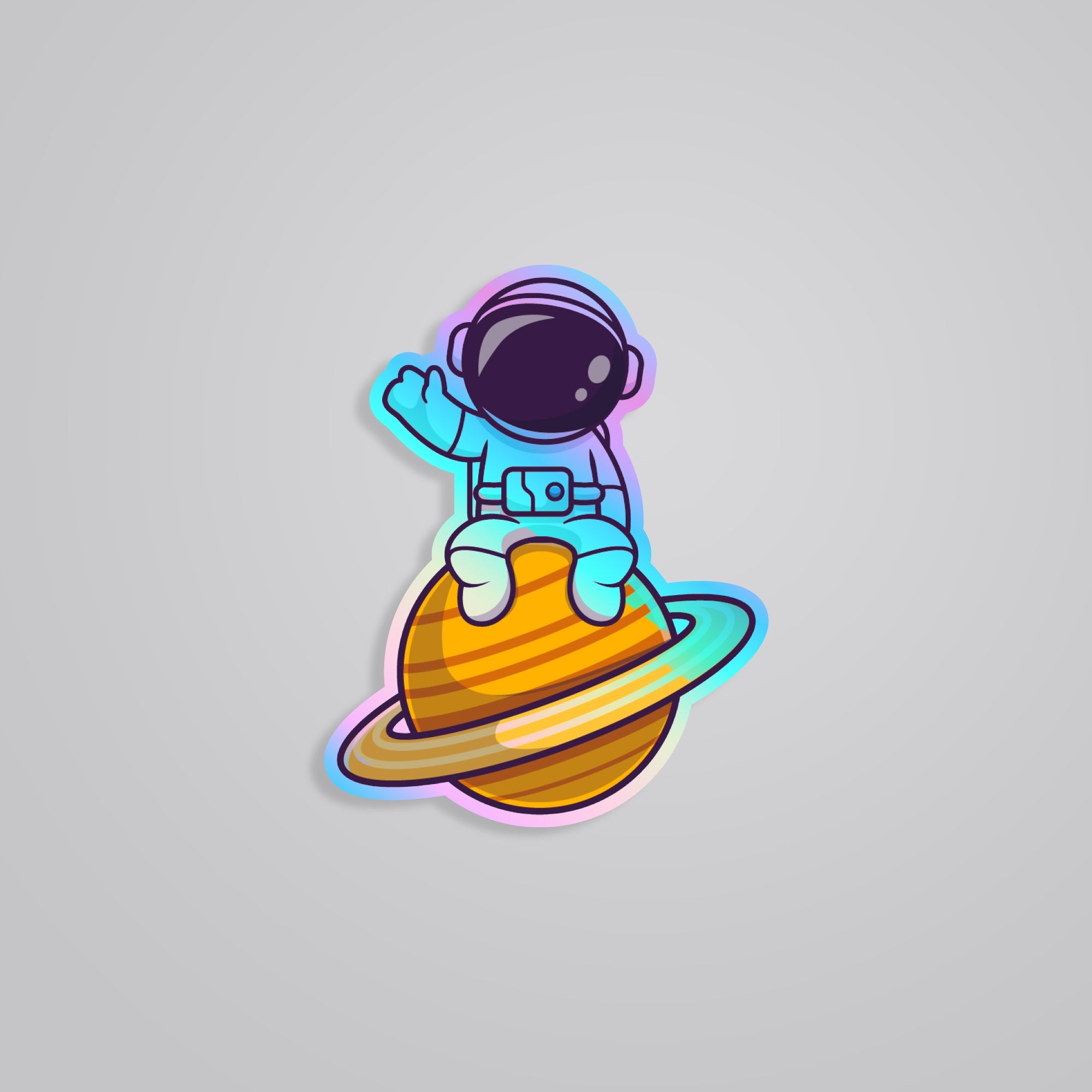 Fomo Store Holographic Stickers Casual Saturn Astronaut