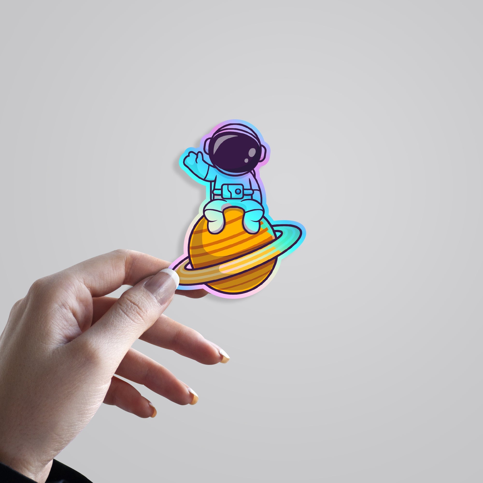 Saturn Astronaut Holographic Stickers