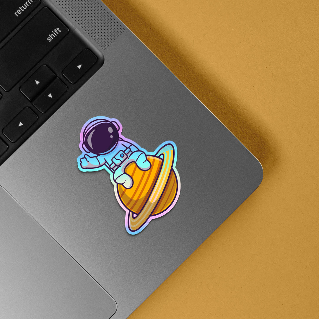Saturn Astronaut Holographic Stickers