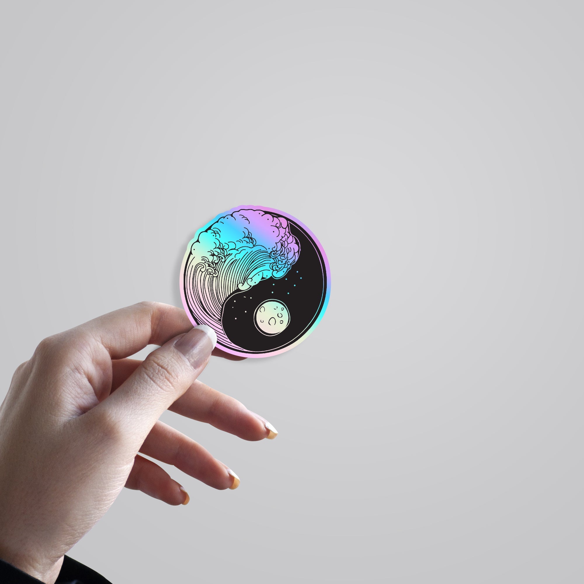 Yin Yang Tides Holographic Stickers