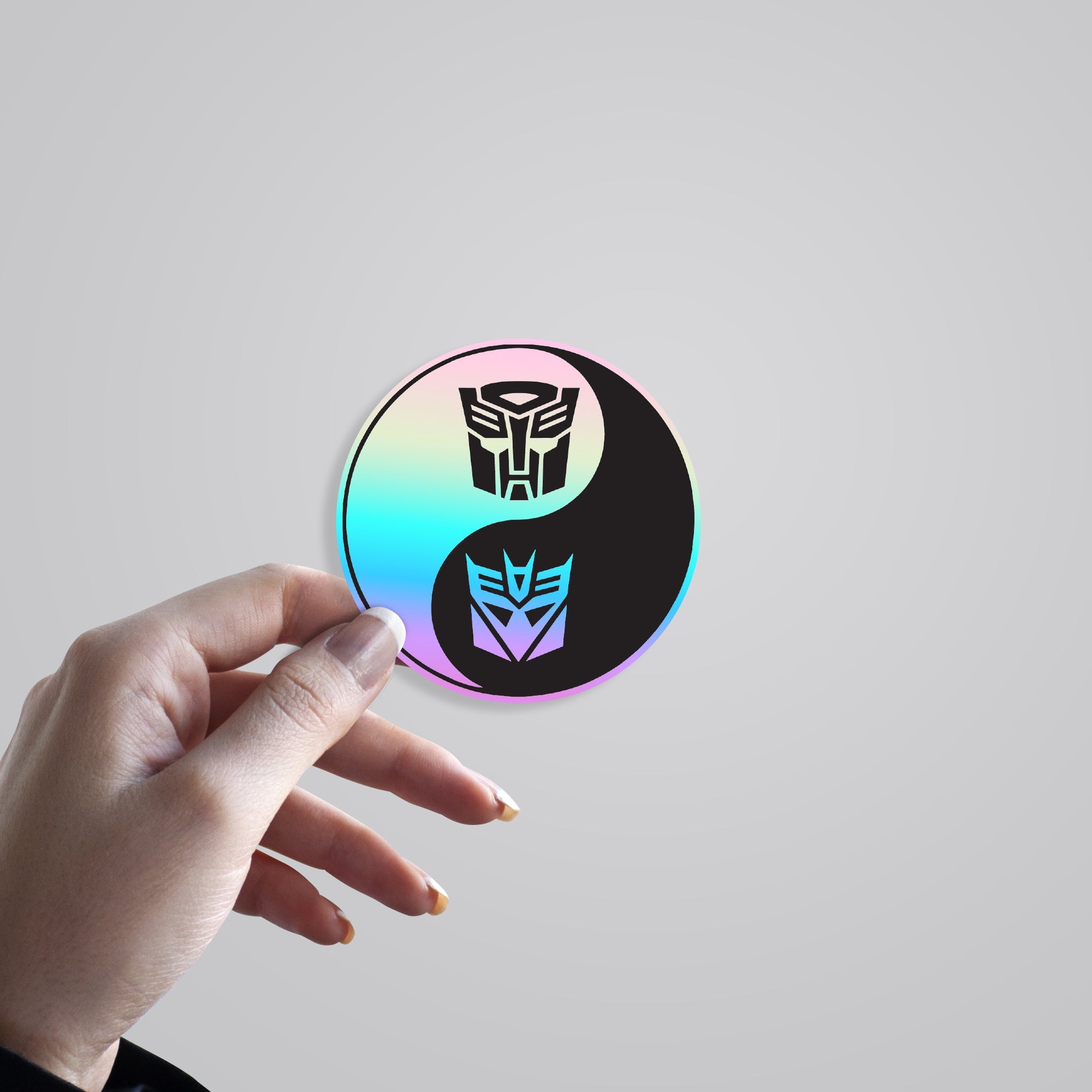 Autobot & Deception in Black & White Holographic Stickers