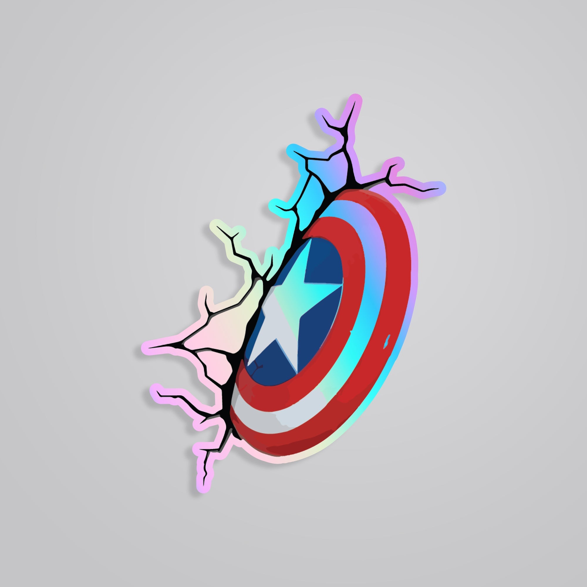 Fomo Store Holographic Stickers Movies Captain America's Shield Stuck in Wall
